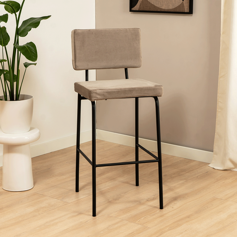 Velvet bar stool Aspen taupe 64-77 cm - image 4