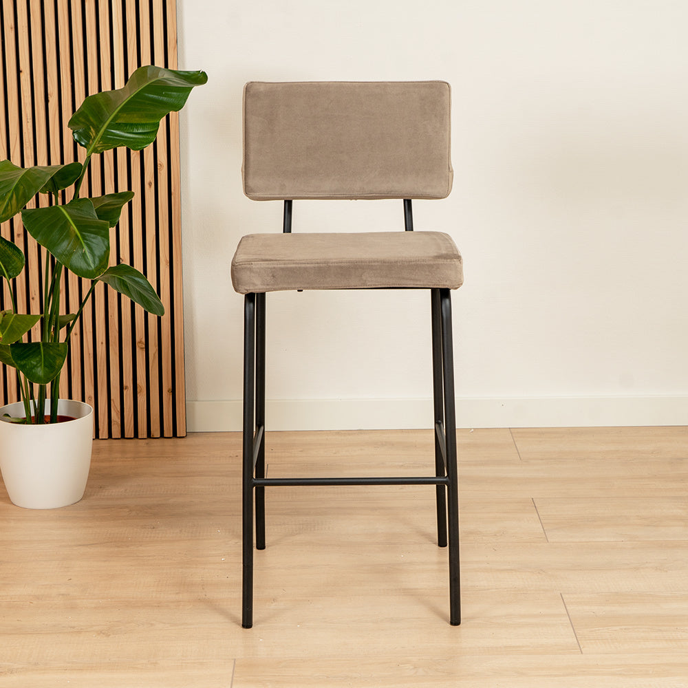 Velvet bar stool Espen taupe 64-77 cm - image 2
