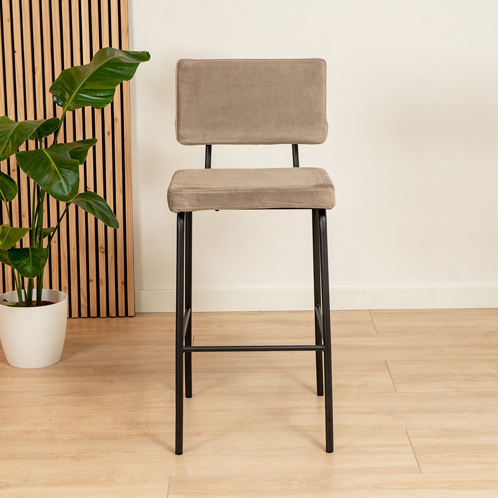Velvet bar stool Espen taupe 64-77 cm - image 2
