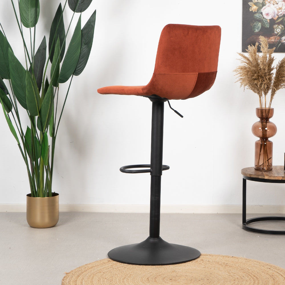Velvet bar stool Frenkie copper 60-76 cm, 45 cm wide