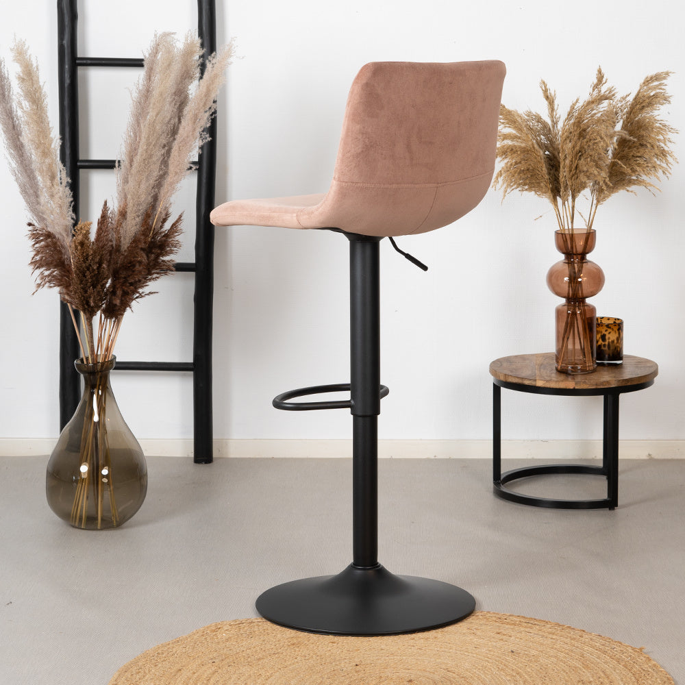 Velvet bar stool Frenkie pink 60-76 cm, 45 cm wide