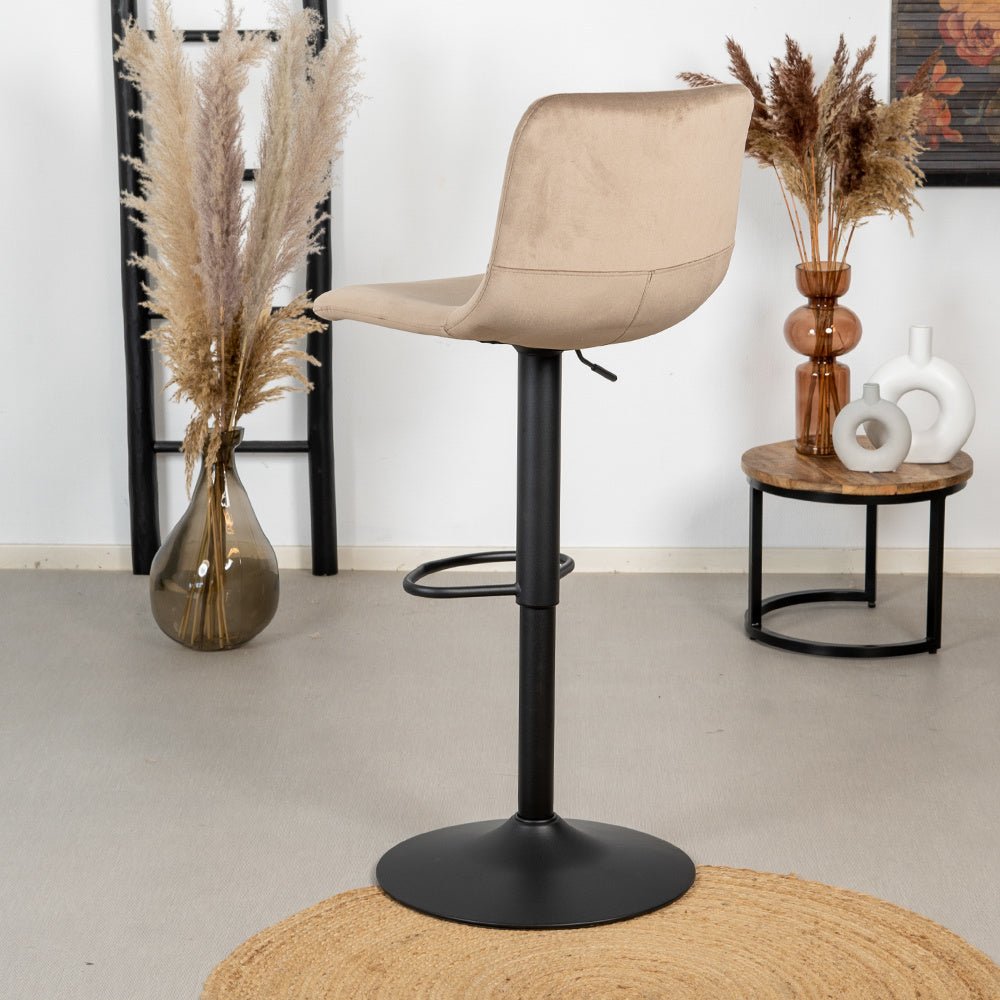 Velvet bar stool Frenkie taupe 60-76 cm, 45 cm wide