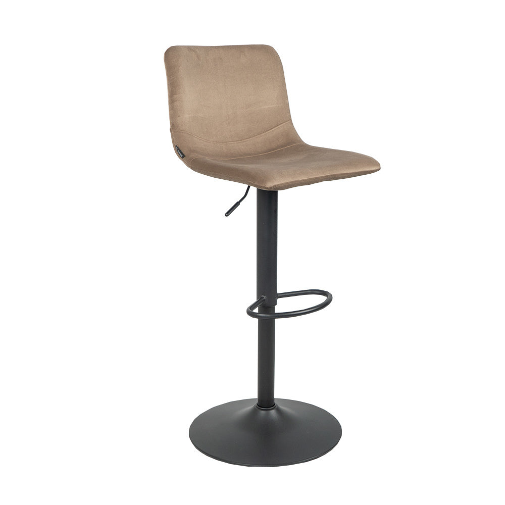 Velvet bar stool Frenkie taupe 60-76 cm, 45 cm wide