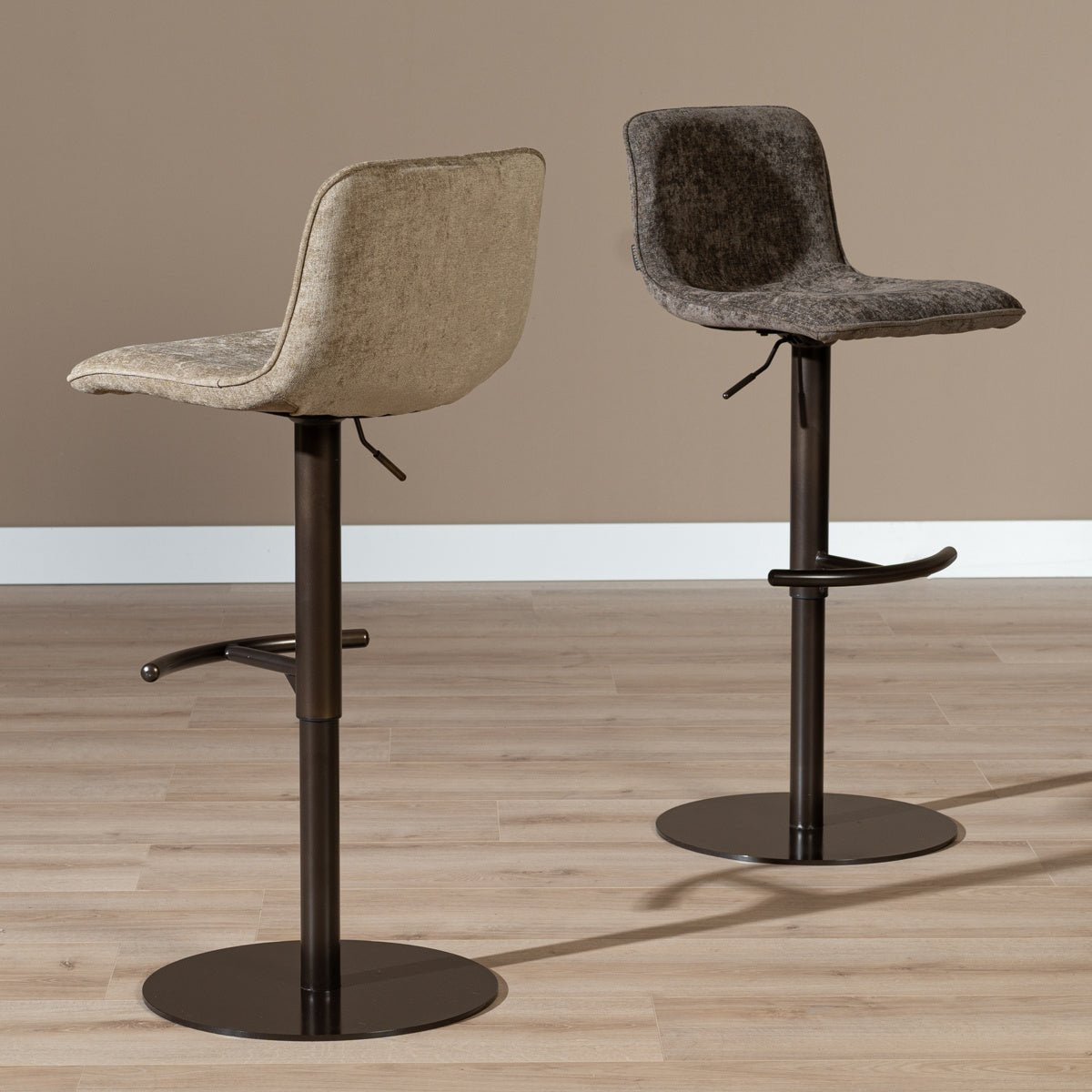 Velvet bar stool Jack brown 60-82 cm, 45 cm wide