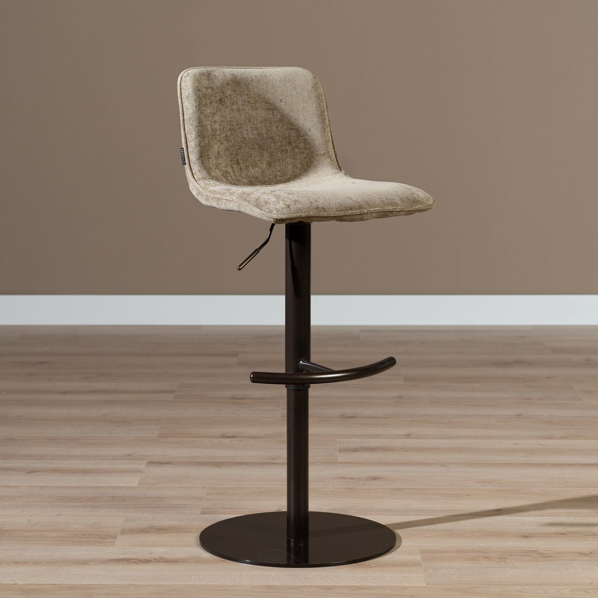 Velvet bar stool Jack taupe 60-82 cm, 45 cm wide