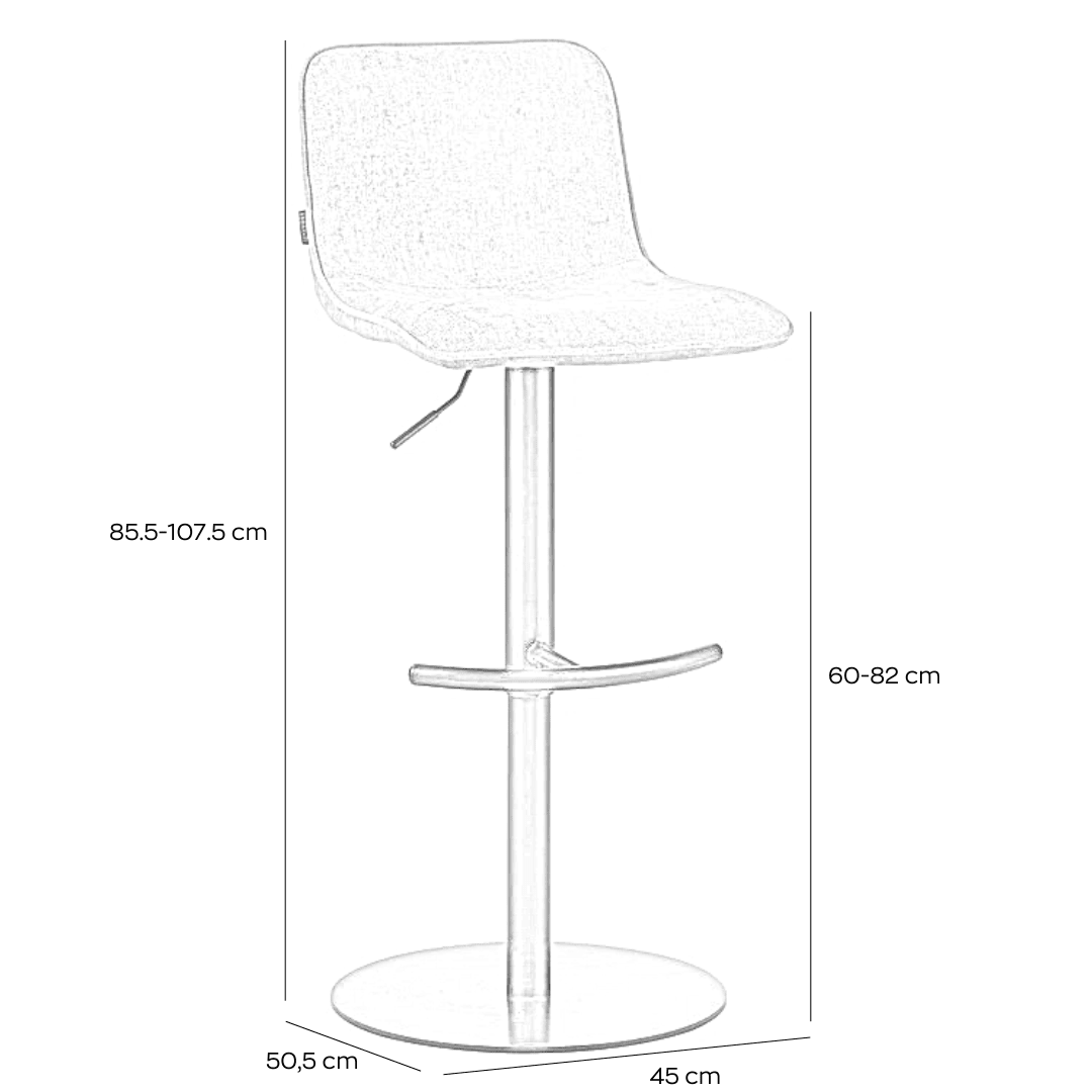 Velvet bar stool Jack taupe 60-82 cm, 45 cm wide
