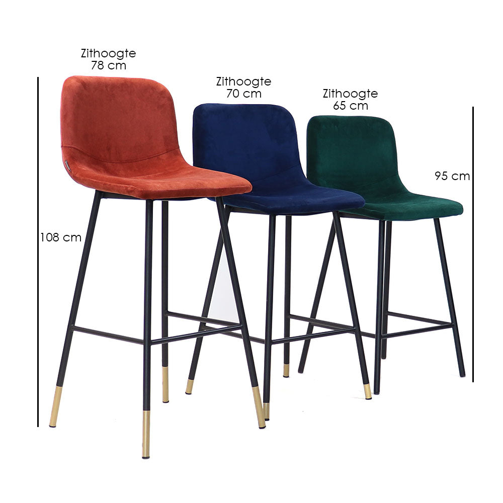 Velvet bar stool Mikky blue 65-78 cm - image 9