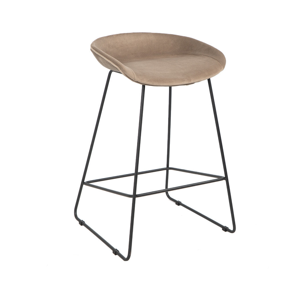Velvet bar stool Oslo taupe 66 cm