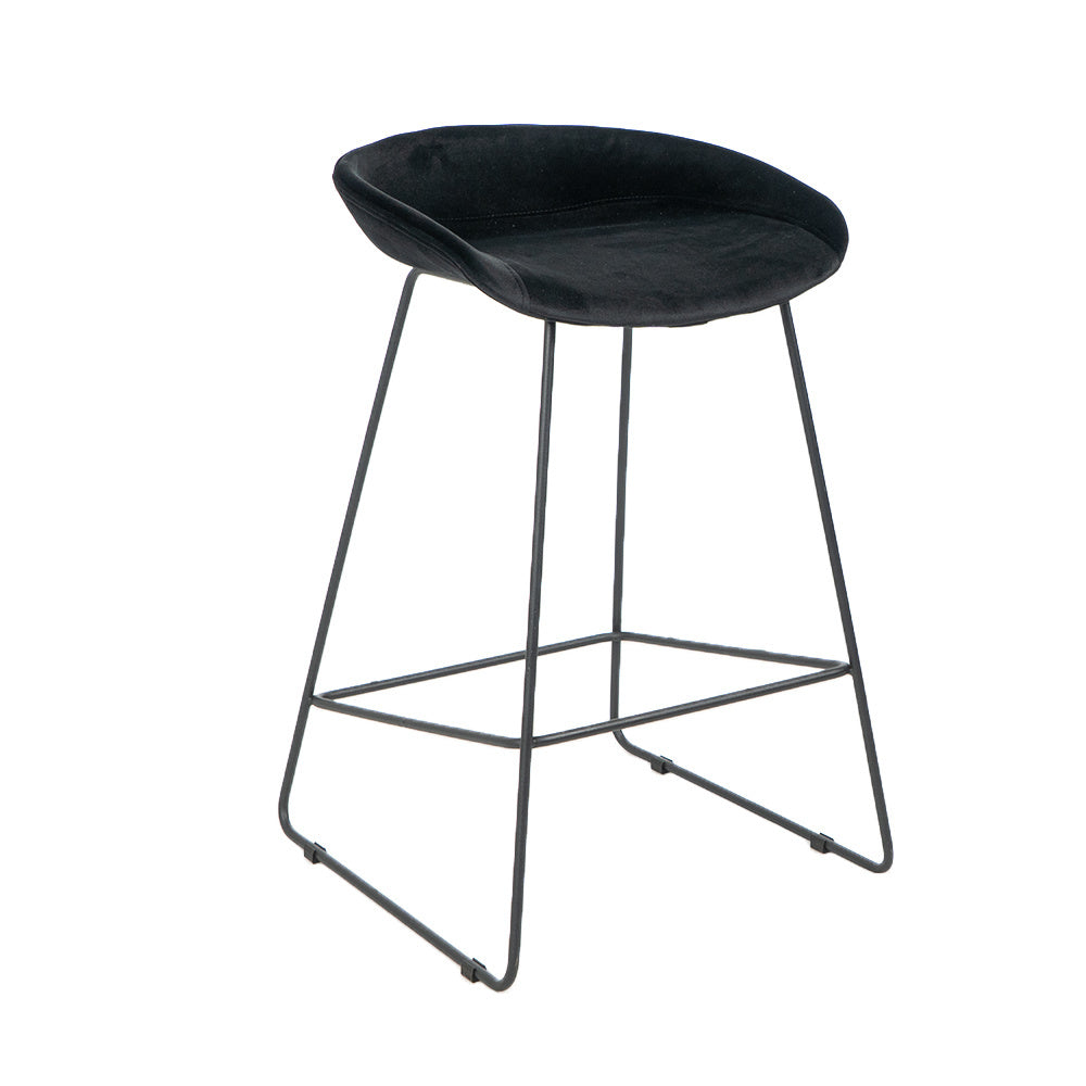 Velvet bar stool Oslo black 66 cm