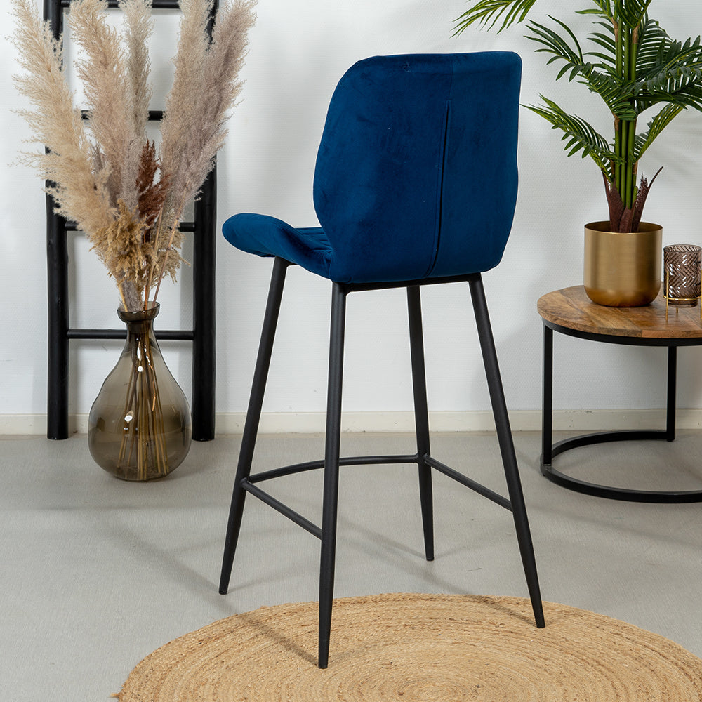 Velvet bar stool Toby dark blue 71 cm - image 3