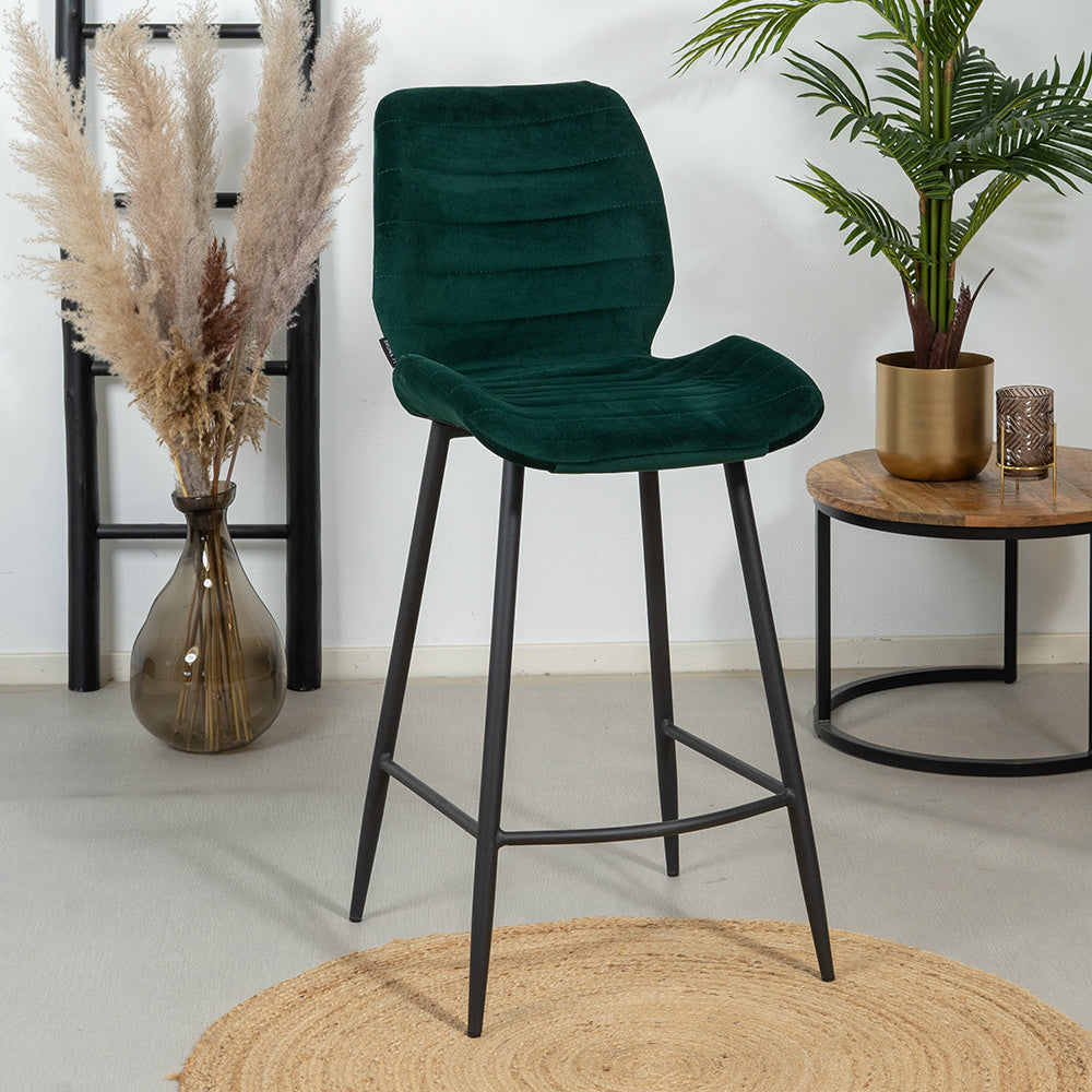 Velvet bar stool Toby dark green 71 cm - image 1