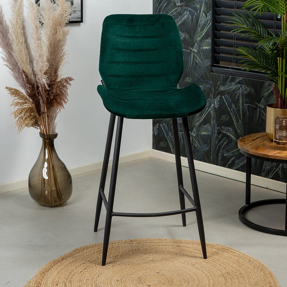 Velvet bar stool Toby dark green 71 cm - image 5
