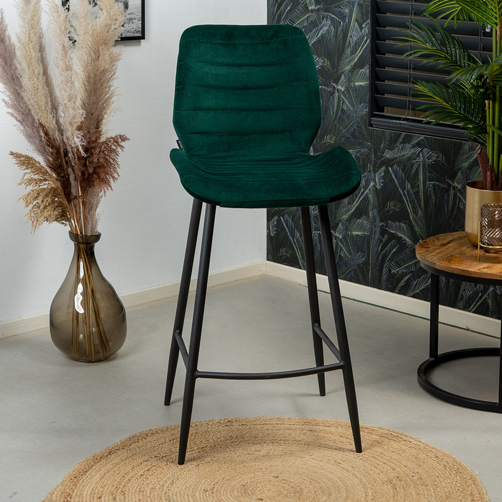 Velvet bar stool Toby dark green 71 cm - image 5