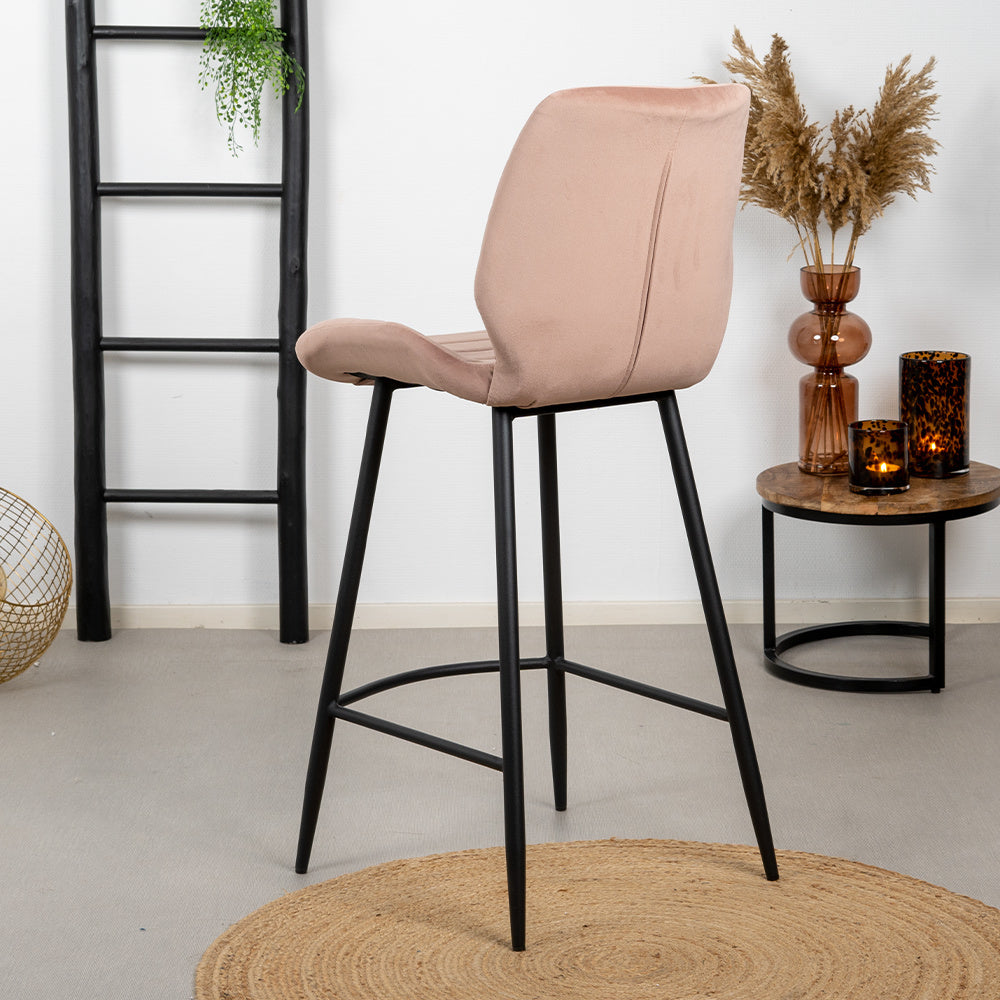 Velvet bar stool Toby pink 71 cm - image 3