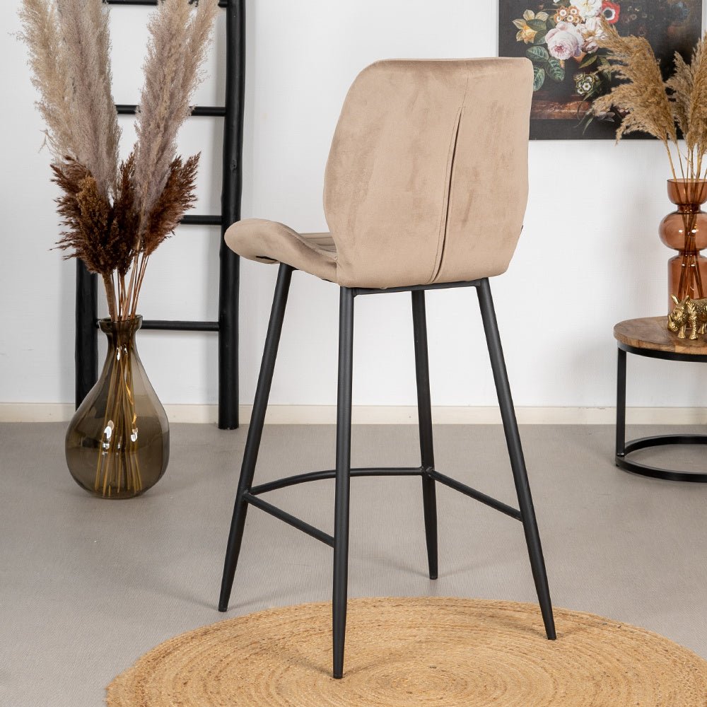 Velvet bar stool Toby taupe 71 cm - image 3