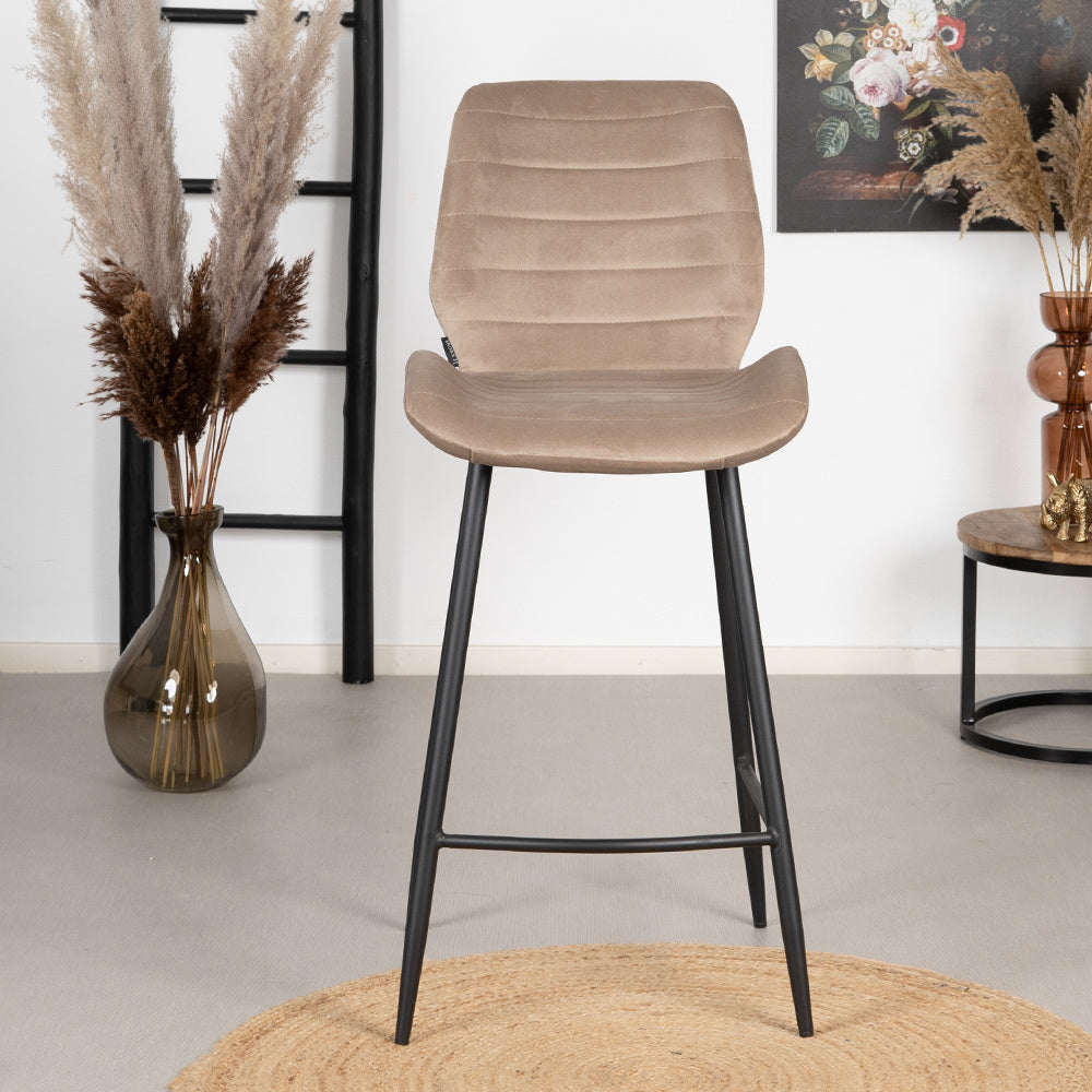 Velvet bar stool Toby taupe 71 cm - image 2