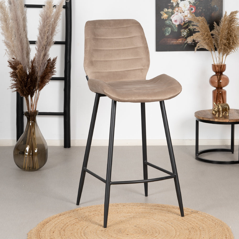 Velvet bar stool Toby taupe 71 cm - image 1