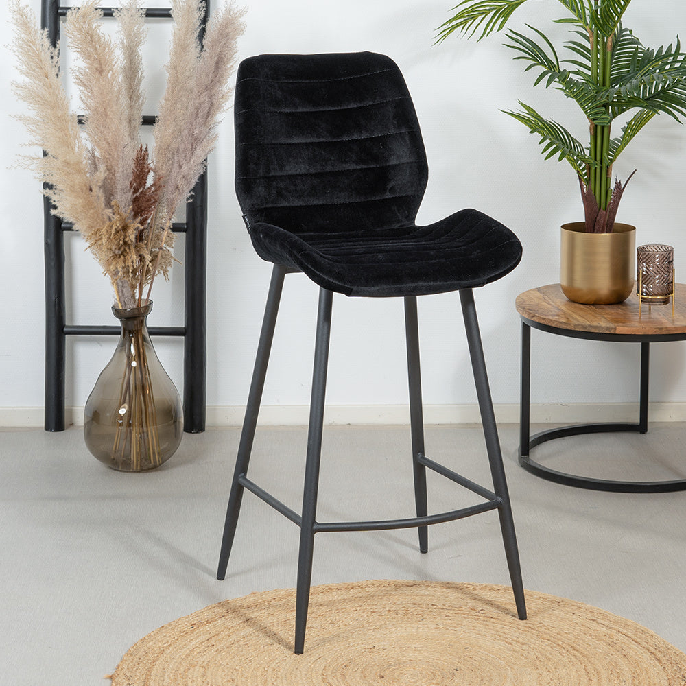 Velvet bar stool Toby black 71 cm - image 1