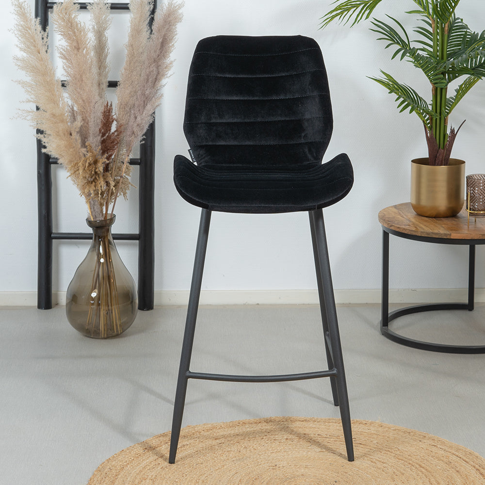 Velvet bar stool Toby black 71 cm - image 2