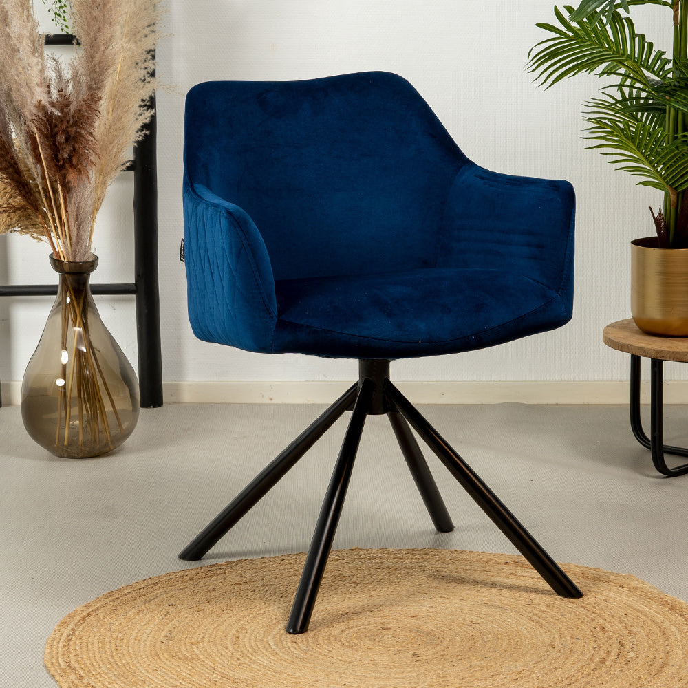 Velvet dining room chair Furtado swivel blue - image 1