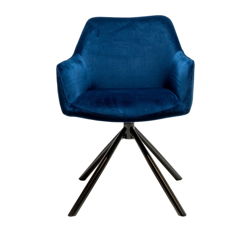Velvet dining room chair Furtado swivel blue - image 6