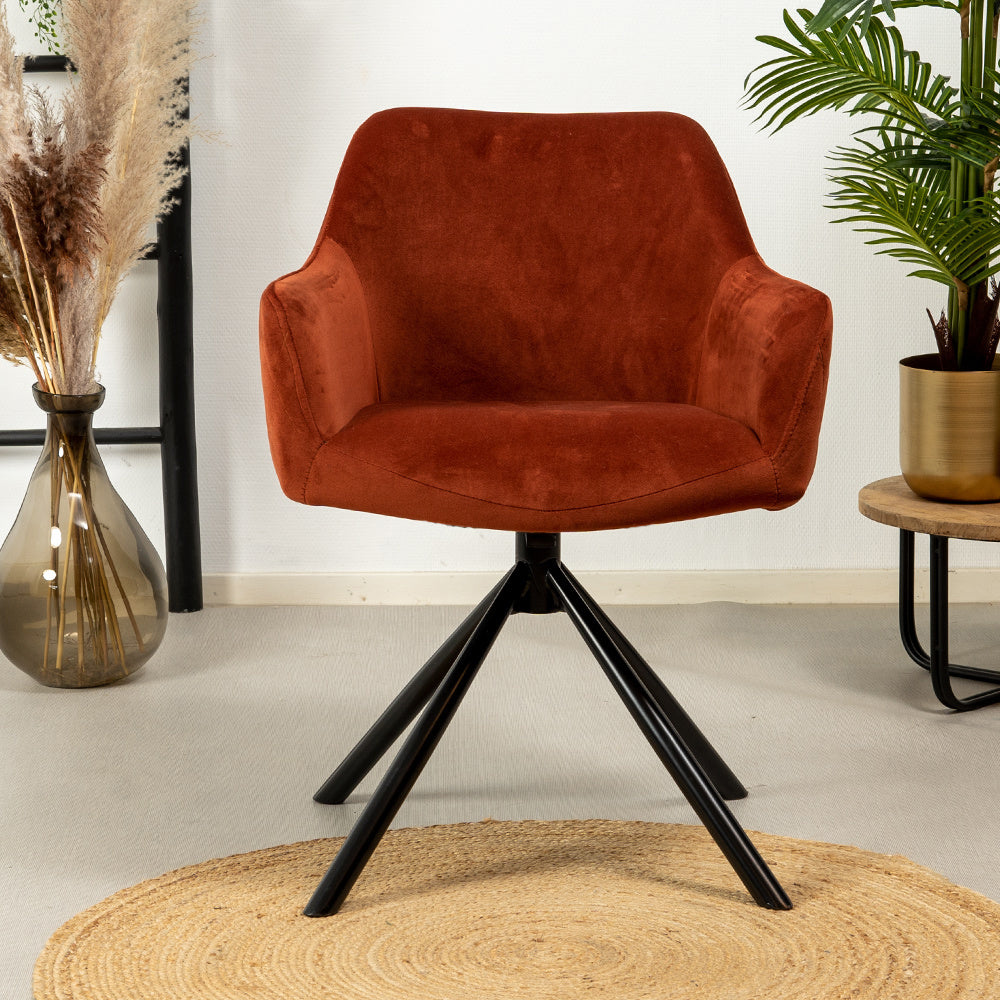 Velvet dining room chair Furtado swivel copper - image 3