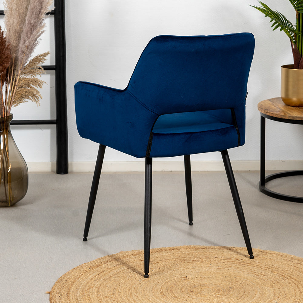 Velvet dining room chair Mika dark blue - image 3