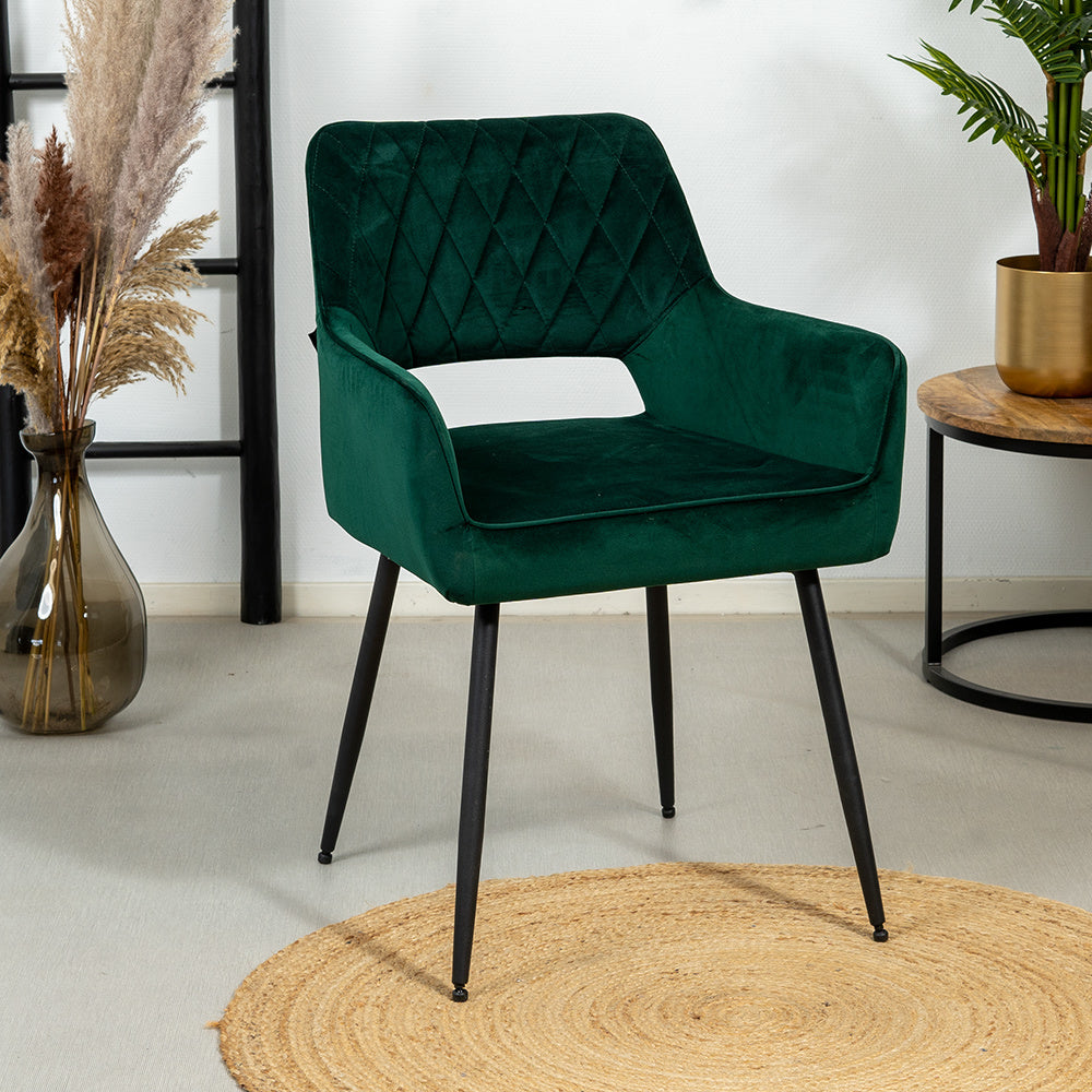 Velvet dining room chair Mika dark green - image 1
