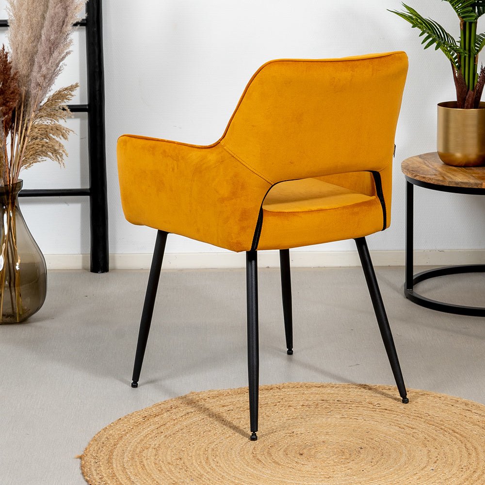 Velvet dining room chair Mika ocher yellow - image 4