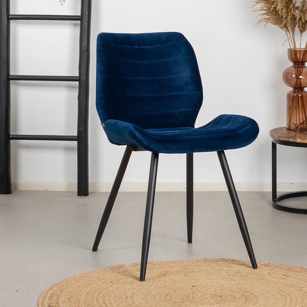 Velvet dining room chair Toby dark blue Blue