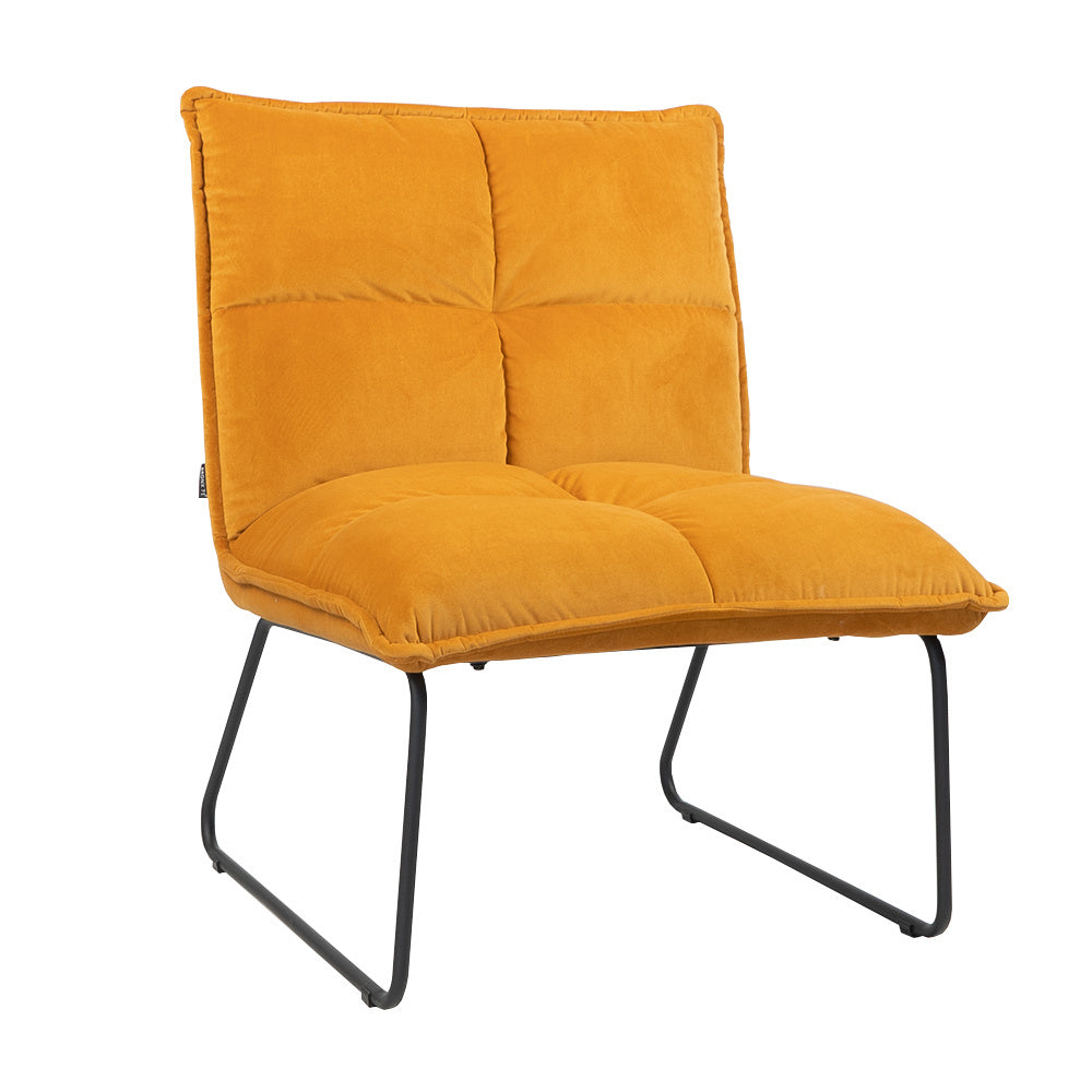 Velvet armchair Malaga ocher yellow