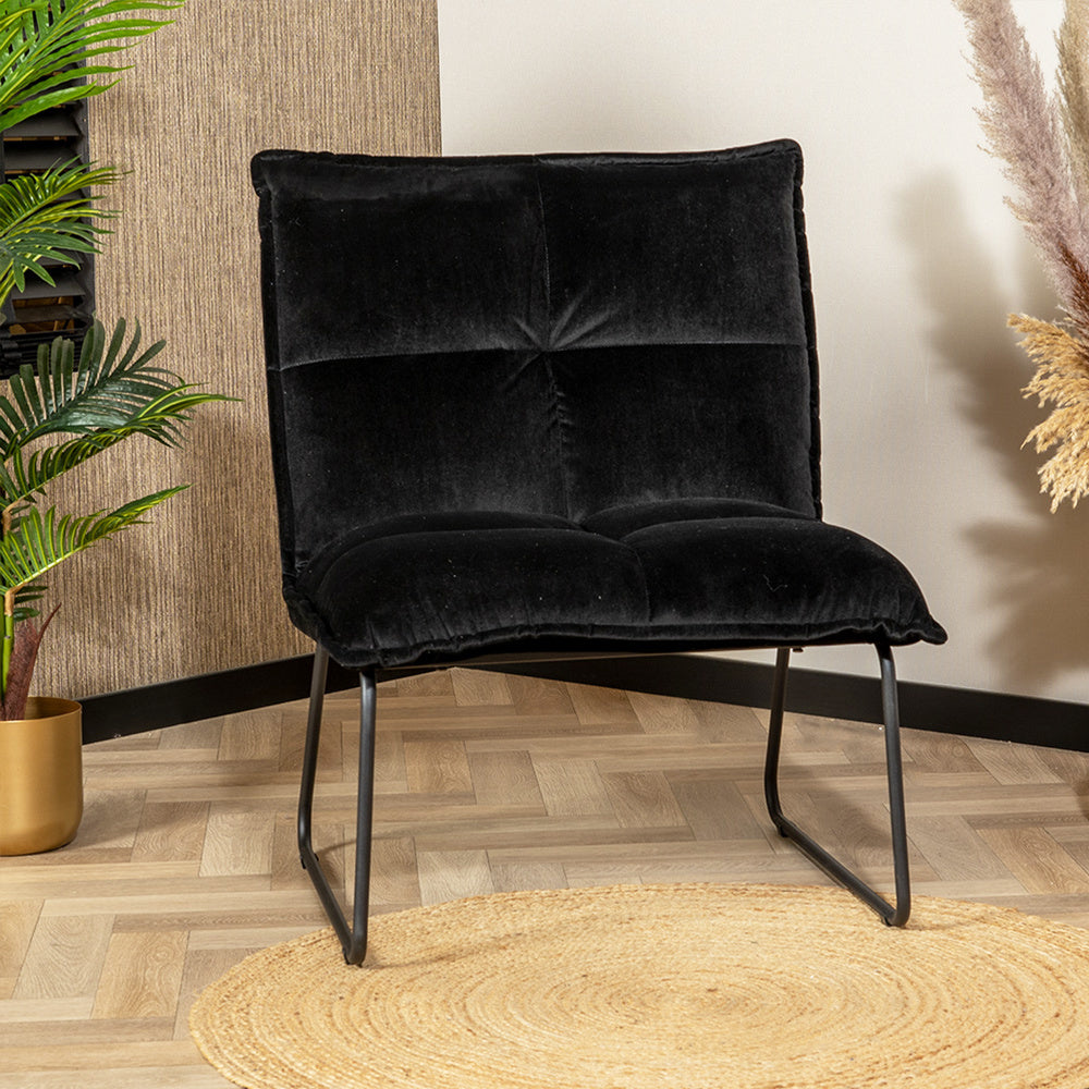Velvet armchair Malaga black