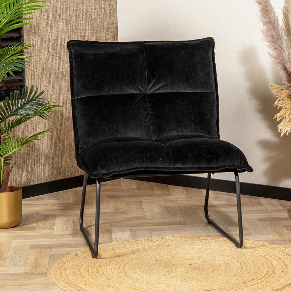 Velvet armchair Malaga black