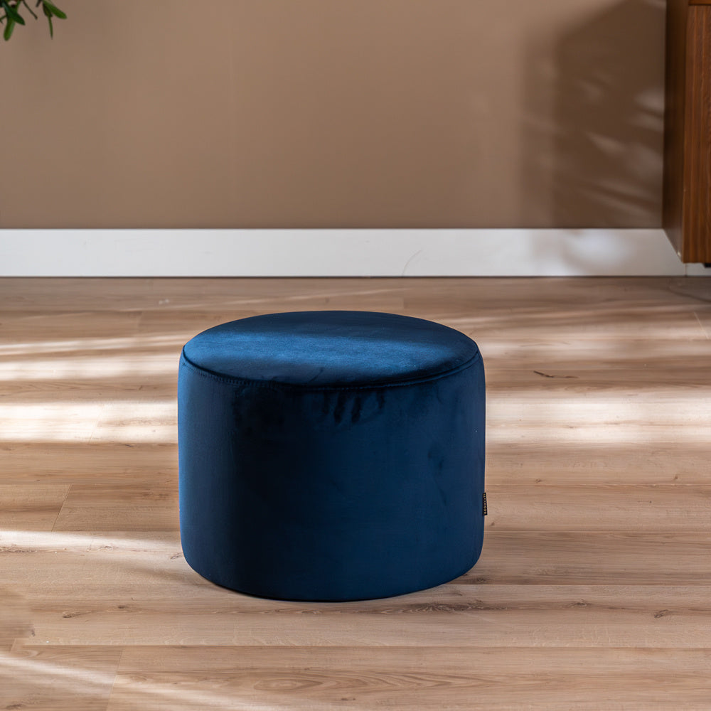 Velvet pouf Anna dark blue