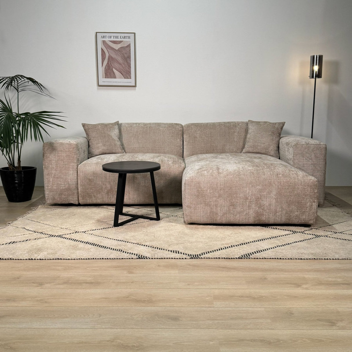 Corner sofa Wayne Chenille Taupe 260cm - Left & Right Mountable