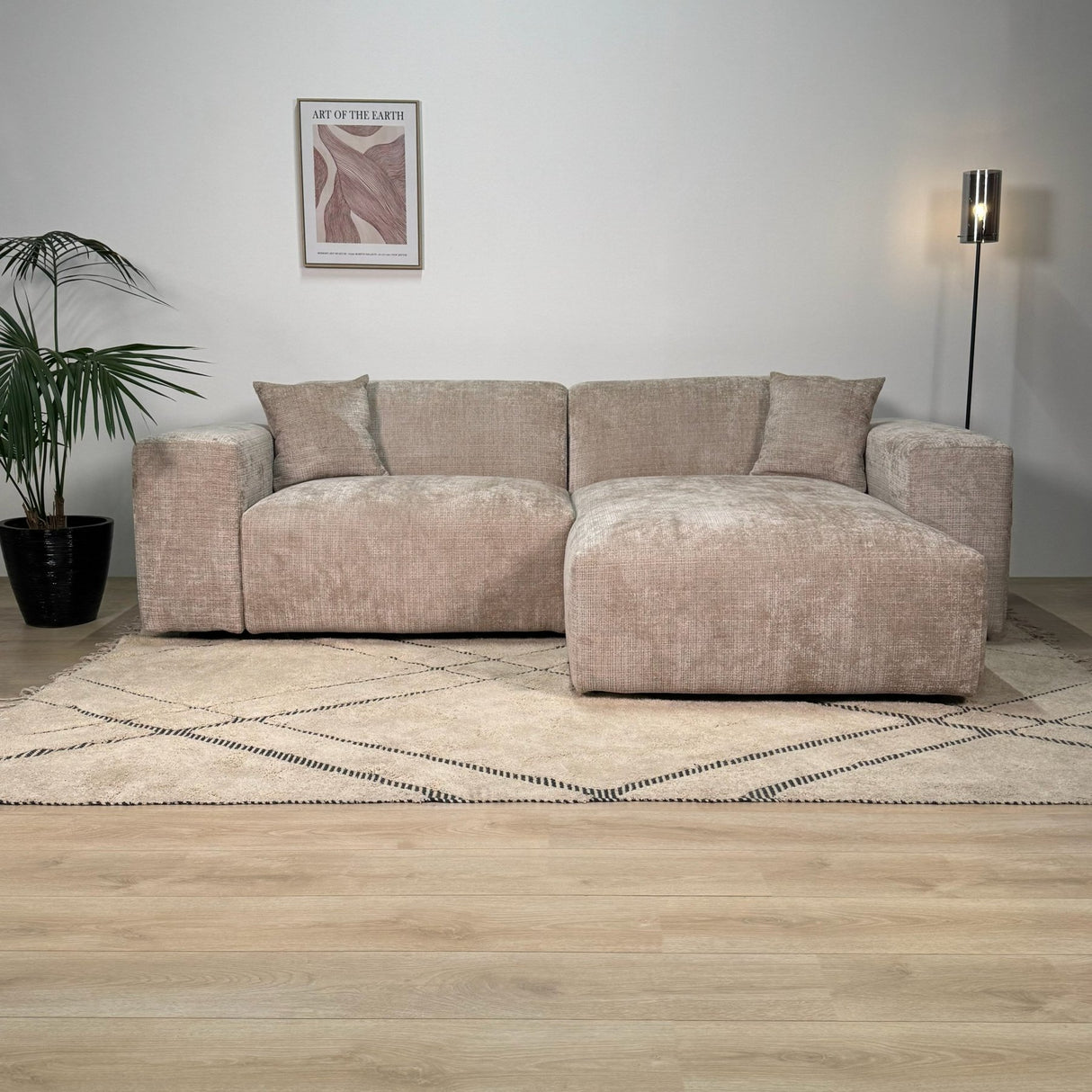 Corner sofa Wayne Chenille Taupe 260cm - Left & Right Mountable