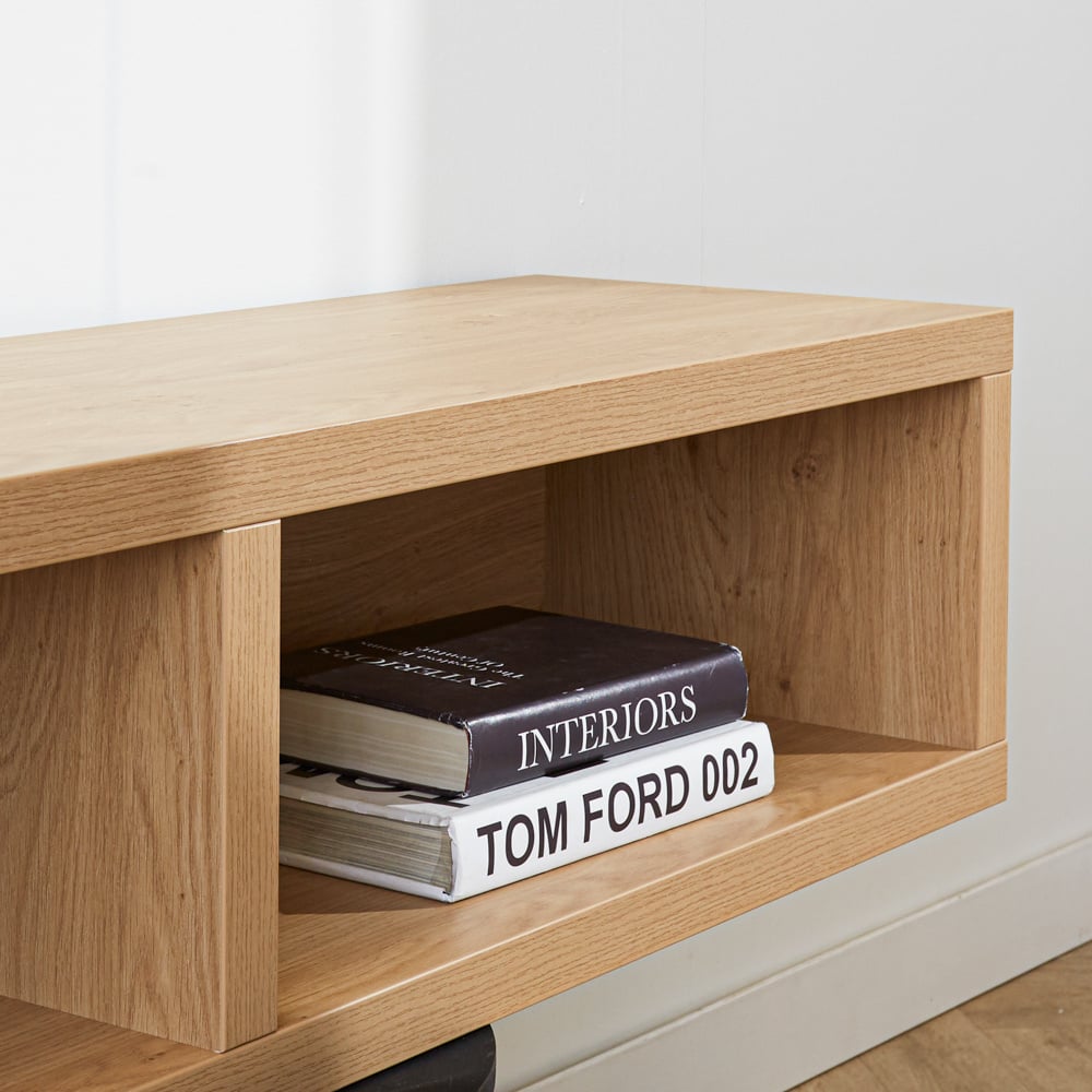 TV Furniture Bernie Rustic Oak Dimehouse Oak LxWxH 146x36x31 Melamine Atmospheric photo detail