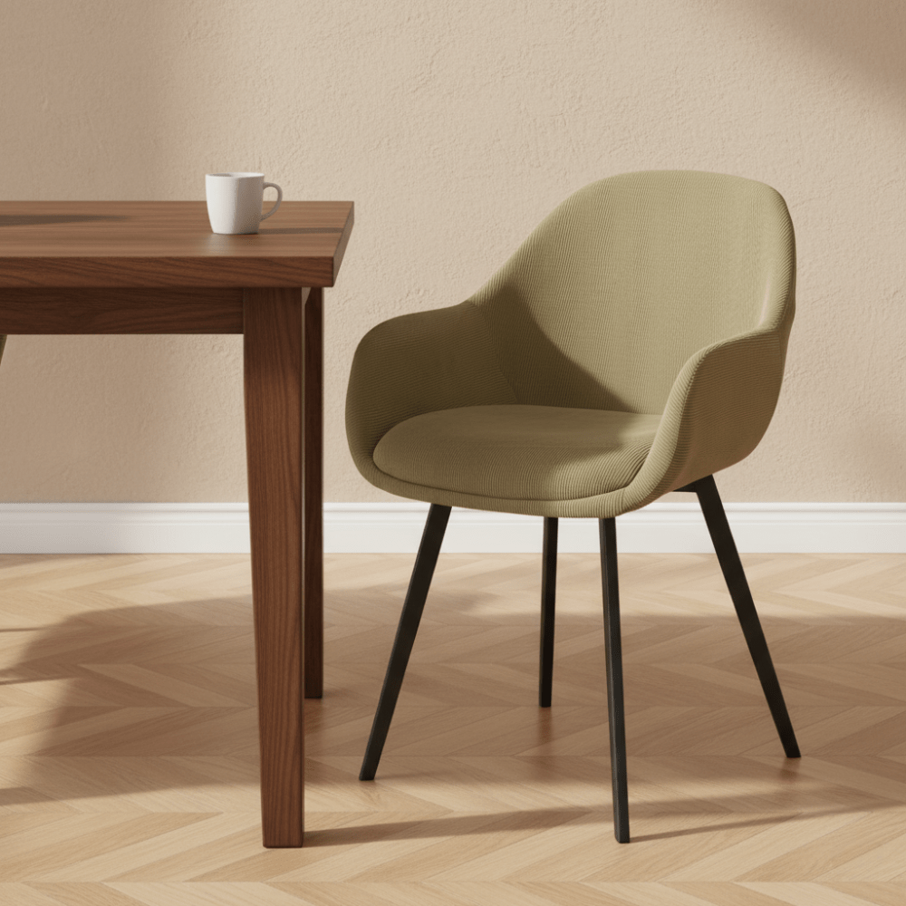 Modern Dining Chair Remy Velvet Green - With Armrests 