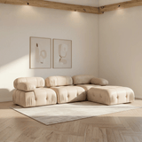 Modular XXL corner sofa Bubble with ottoman - velvet beige 