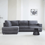 Corner sofa anthracite rib fabric sofa Gabi - left 