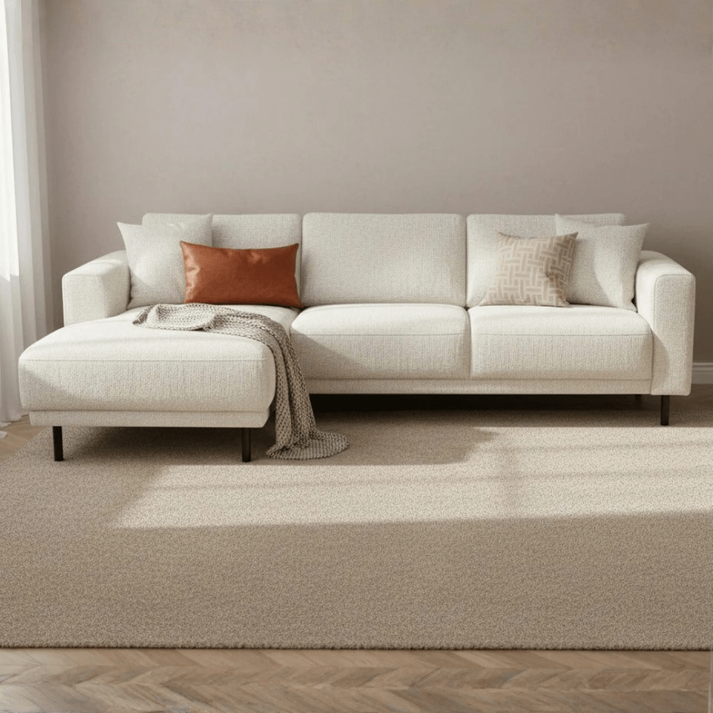 Modern Corner Sofa Left Beige Fabric Aniko with Chaise Lounge 238x142x78 cm 