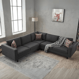 Corner sofa Kale Fabric Anthracite - five person 