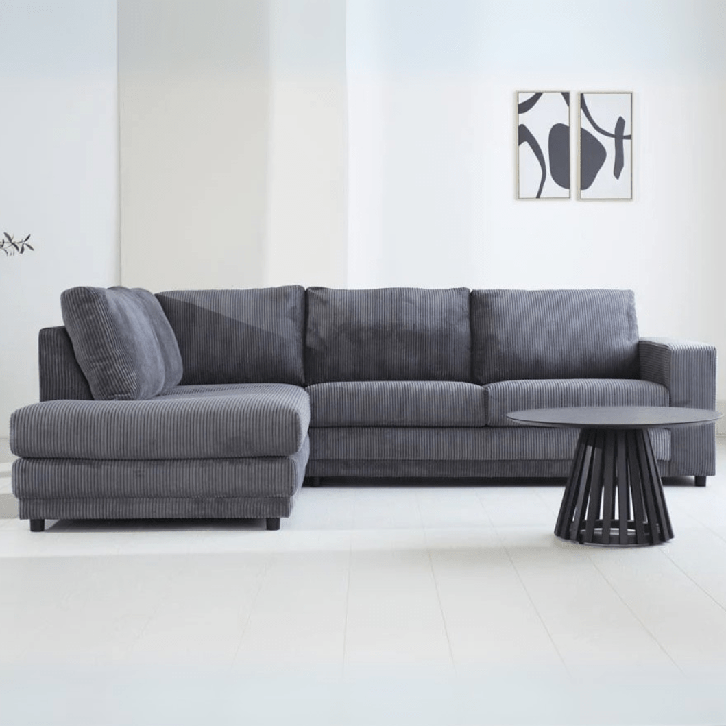 3-seater corner sofa gabi rib fabric anthracite left
