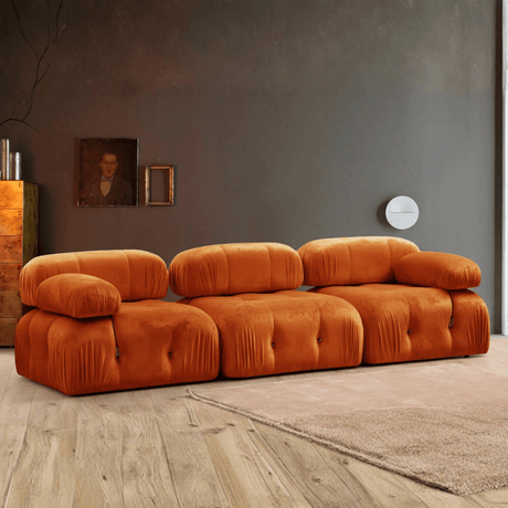 Modular Bank 3-seater Bubble Velvet Oranje