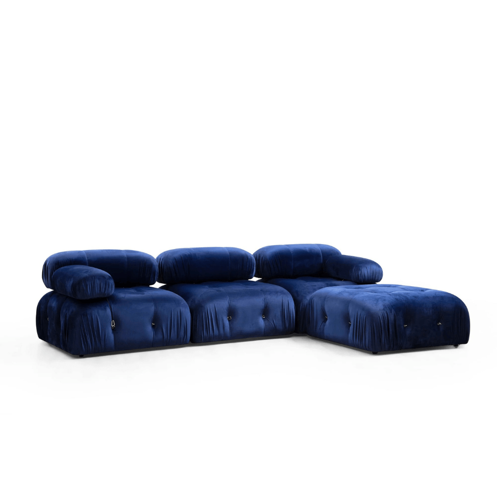 Modular XXL corner sofa Bubble with ottoman - velvet blue 