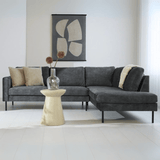 Anthracite velvet corner sofa Gaya - right 