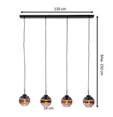 Hanging lamp Viola 4-light glass brown