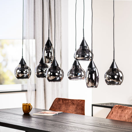 Kesi 8-Light Pendant Lamp Smoke Glass