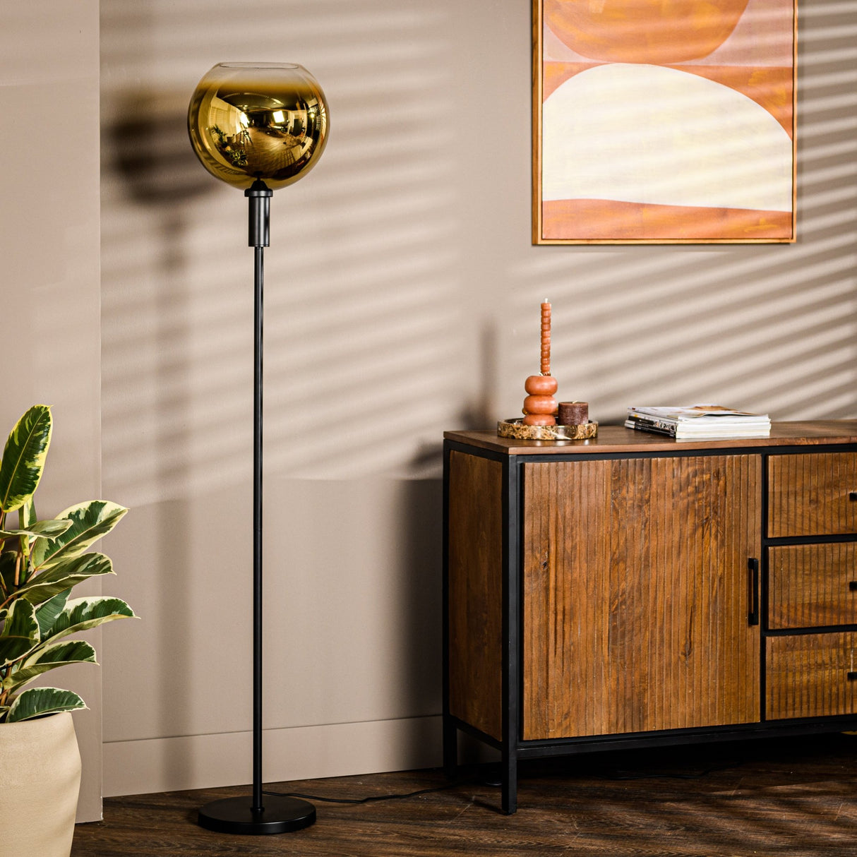 Floor lamp Nala 1-light glass gold