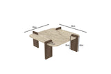 Afrolli coffee table travertine look walnut 90x90 Travertine look and walnut Melamine coated wood composite